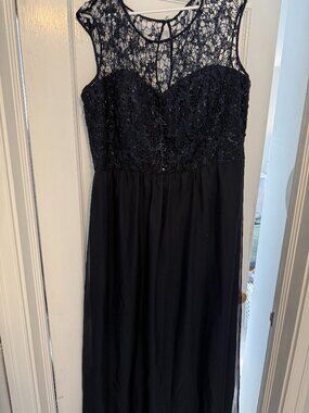 City Chic-Navy Formal Dress with Lace Upper- Floor length